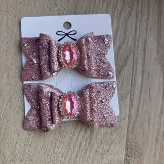 Luxe haarclipjes roze