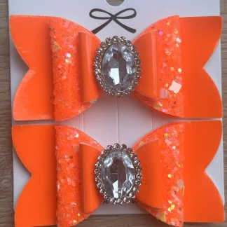Luxe haarclipjes fel oranje