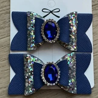 Haarclipjes blauw met glitter