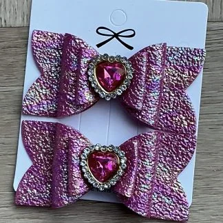 Haarclipjes metallic roze