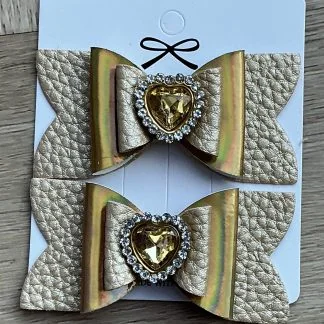 Haarclipjes beige met goud