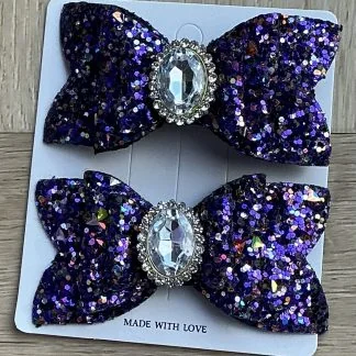 Haarclipjes paars glitter