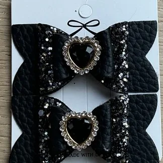 Haarclipjes zwart met veel glitter